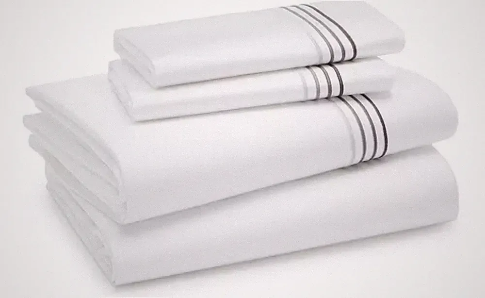 $1150 FRETTE HOTEL H.C CRUISE KING SHEET 4p SET WHITE SLATE GREY NAUTICAL ITALY