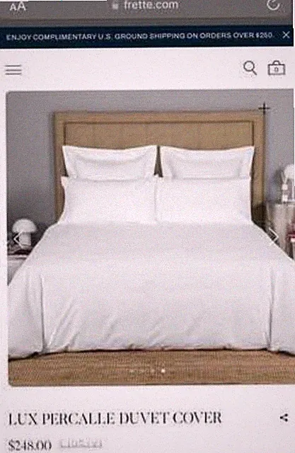 Brand New Frette 100% Cotton Luxury High Thread Count King Duvet Cover. NWOT