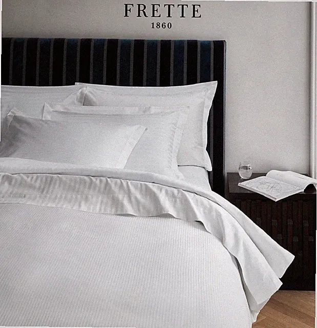 Frette Rigato Ara 300TC Luxury Queen Flat Sheet Sateen