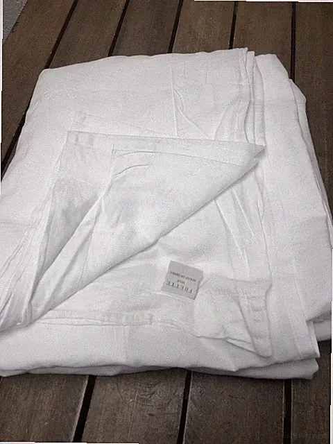 Frette 1860 Queen Flat Sheet Luxury Cotton Damask Satin White 91x108” EUC