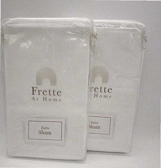 Frette ADDA JACUARD Euro Pillow Shams White Set of 2 Shams NEW JL925024