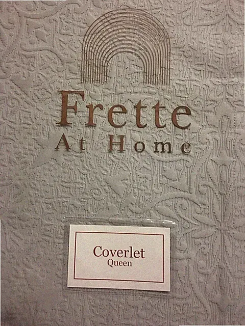 FRETTE ARABESQUE F/QUEEN COVERLET MATELASSE MEDIUM GREY JACQUARD BNIP