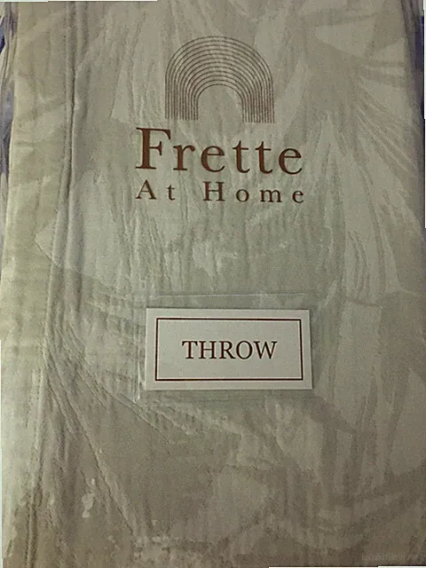 FRETTE AT HOME VERSILIA FASHION COTTON 2pc THROW BLANKE-DECO PILLO WHIT-GREY NIP