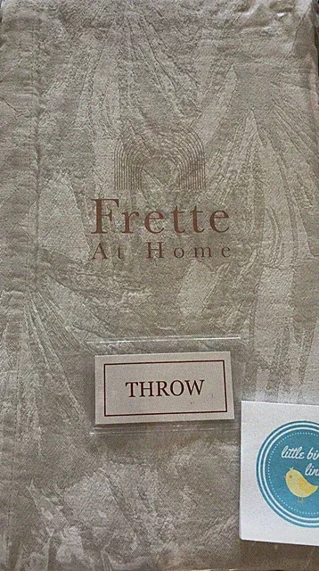 Frette At Home VERSILIA Throw White/Gray 100% Cotton Pristine New 51 x71 Neutral