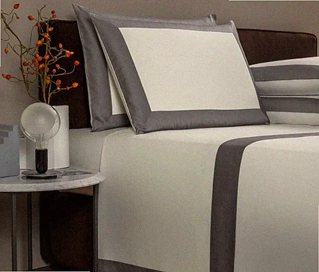 Frette Bold King Sheet Set Milk/Slate Grey Luxury Bedding New