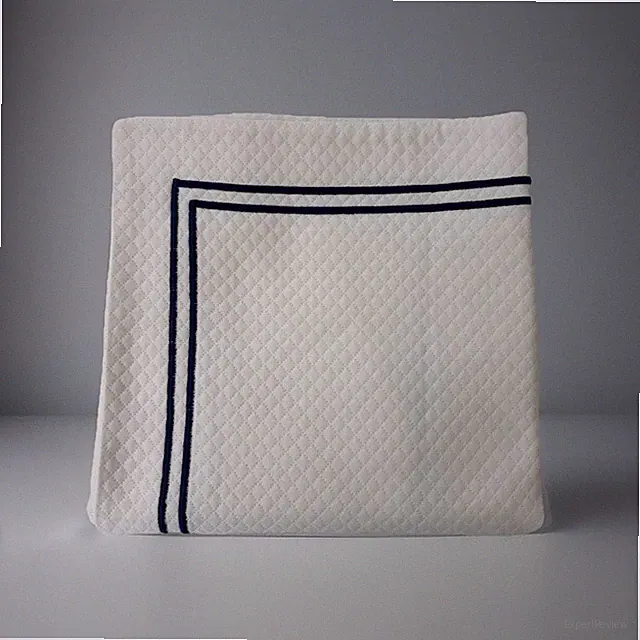 FRETTE COTTON EURO SHAM GEOMETRIC QUILTED WHITE WITH NAVY BLUE TRIM ITALY 28x28
