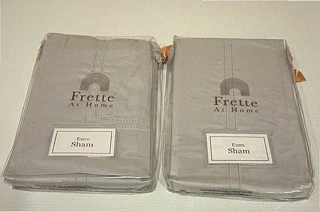 FRETTE Euro Sham SET OF 2 COTTON Funda Decorativa PEARL GREY- NEW