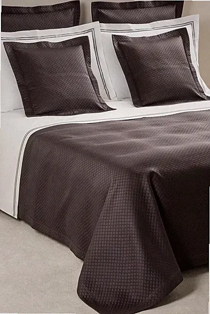 Frette Hotel $550 H. C. Melody Full / Queen Coverlet Bedspread Dark Grey Italy