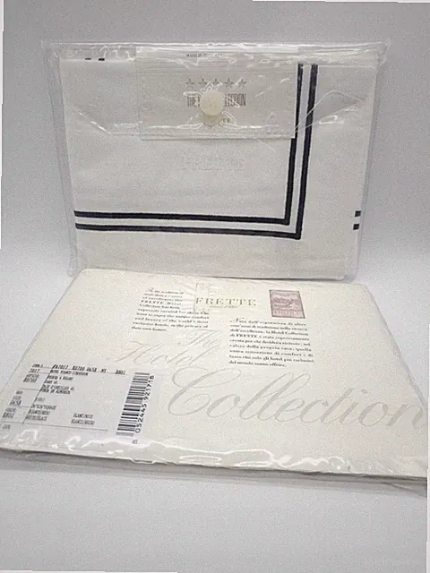 FRETTE Hotel Bianco Bourdon Euro Sham White Black Set of 2 shams New GL025024