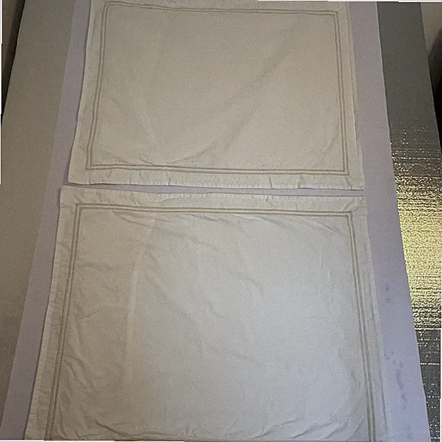 Frette Italian 100% Cotton Pillow Shams Set Of 2 Embroidery 28x 20" Cream Gold