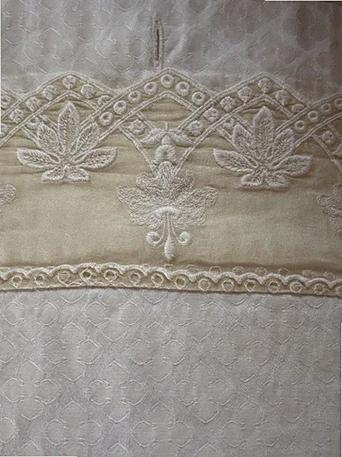 Frette Italy Cotton Duvet Set with 2 Matching Pillow Shams Off White Lace Trim