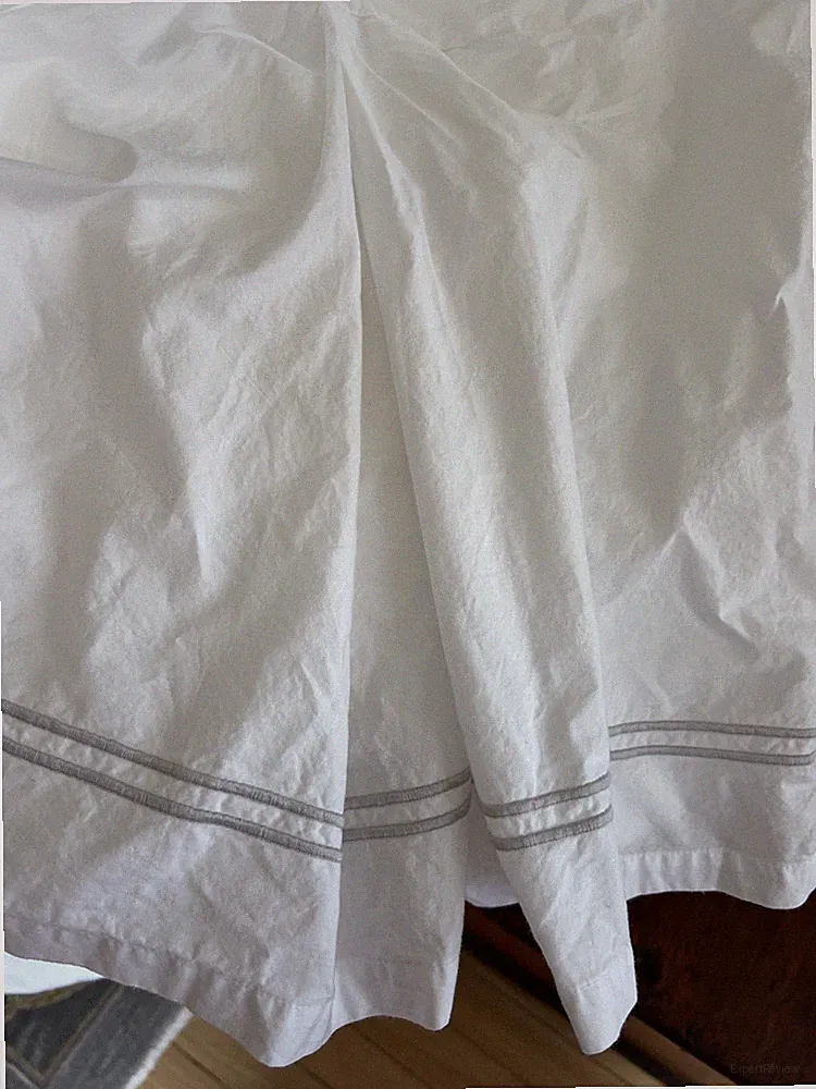 FRETTE KING BED SKIRT DUST RUFFLE WHITE GRAY GREY STRIPE ITALY PLEATED 14.5"