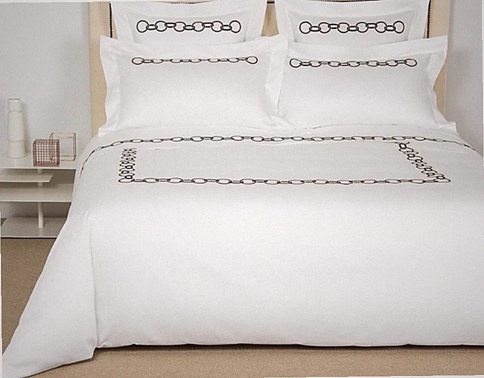 Frette Links Embroidery King Sheet Set Chestnut/Black Luxury Hotel Bedding New
