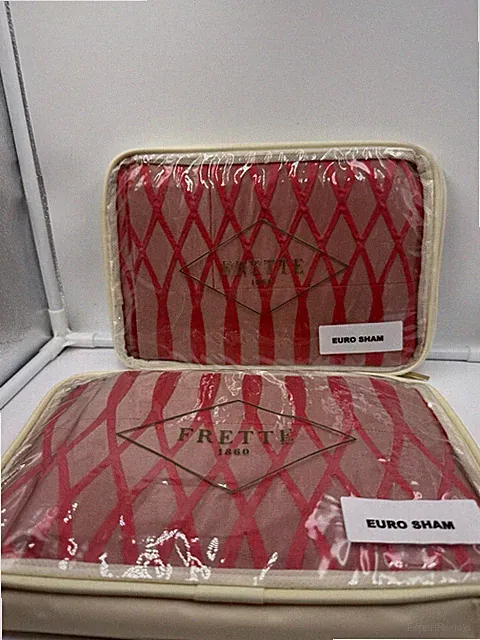 FRETTE Lux Helix Euro Sham (2) 26x26 Coral/Pink Origins $400