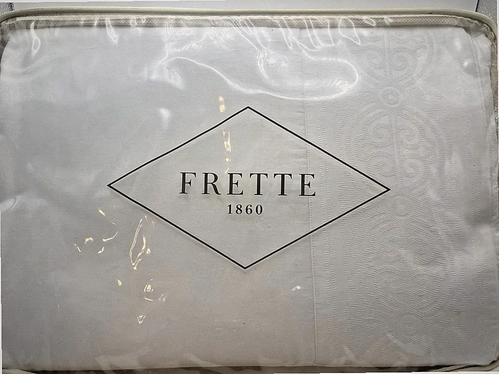 Frette Milonga Flat Sheet White Jacquard Cotton Made in Italy 101x120