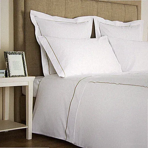 FRETTE ONE BOURDON KING 4 PIECE SHEET SET PERCALE WHITE/SEPIA (KHAKI)