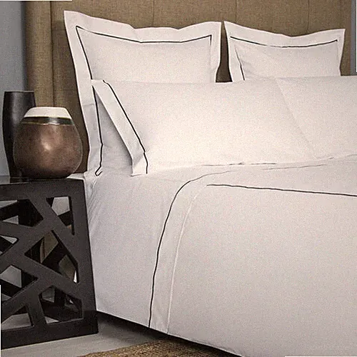FRETTE ONE BOURDON KING 4 PIECE SHEET SET PERCALE WHITE/GREY