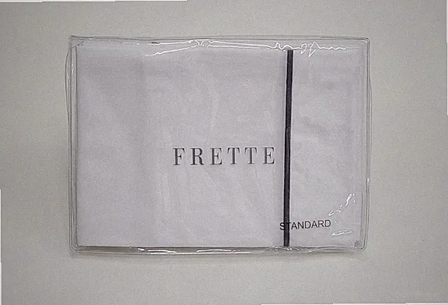 Frette One Bourdon Standard Cases Pair White/Grey 100% Cotton Percale