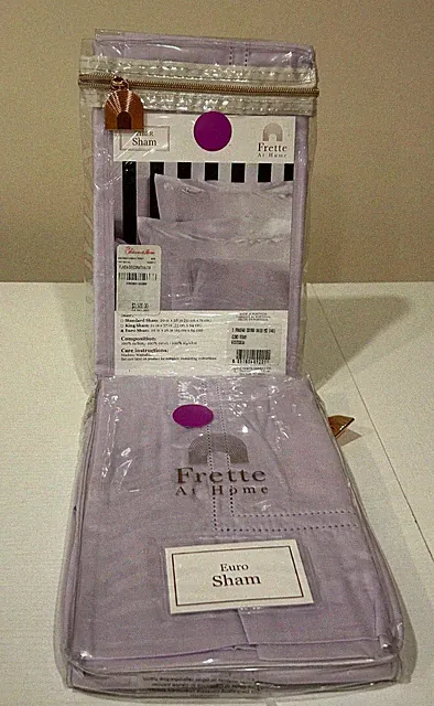 FRETTE SET OF 2 PILLOW SHAMS "Tiber" Euro Color wisteria 100% Cotton- NEW