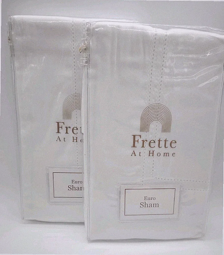 Frette Tiber Hemstitch Euro Pillow Shams White Set of 2 Shams NEW JL925024