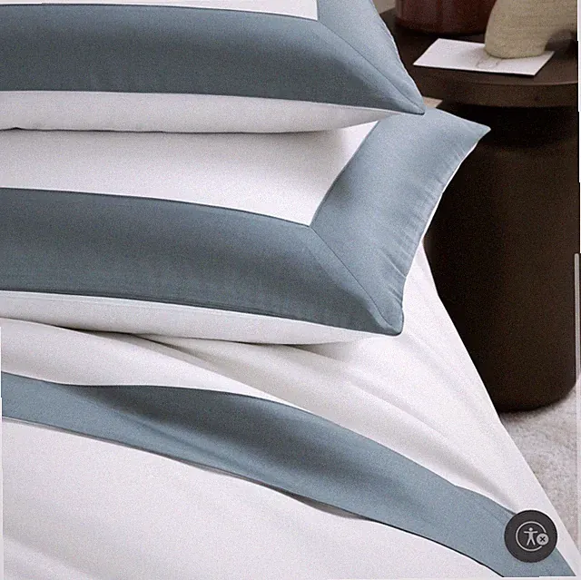 NEW Frette Bold Queen Sheet Set - Milk / Turquoise $1150