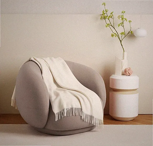 NEW FRETTE Kent Wool Throw Blanket IVORY Cream Home GIFT Decor Made IN ITALY