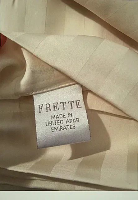 New FRETTE Sophia Collection 100%Cotton Tuxedo Stripe Queen Duvet Cover