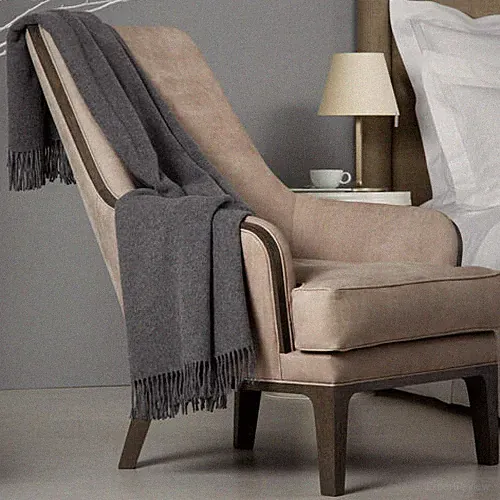 One Frette Kent Throw Blanket Anthracite Gray 100% Wool 51x 71 Italy New